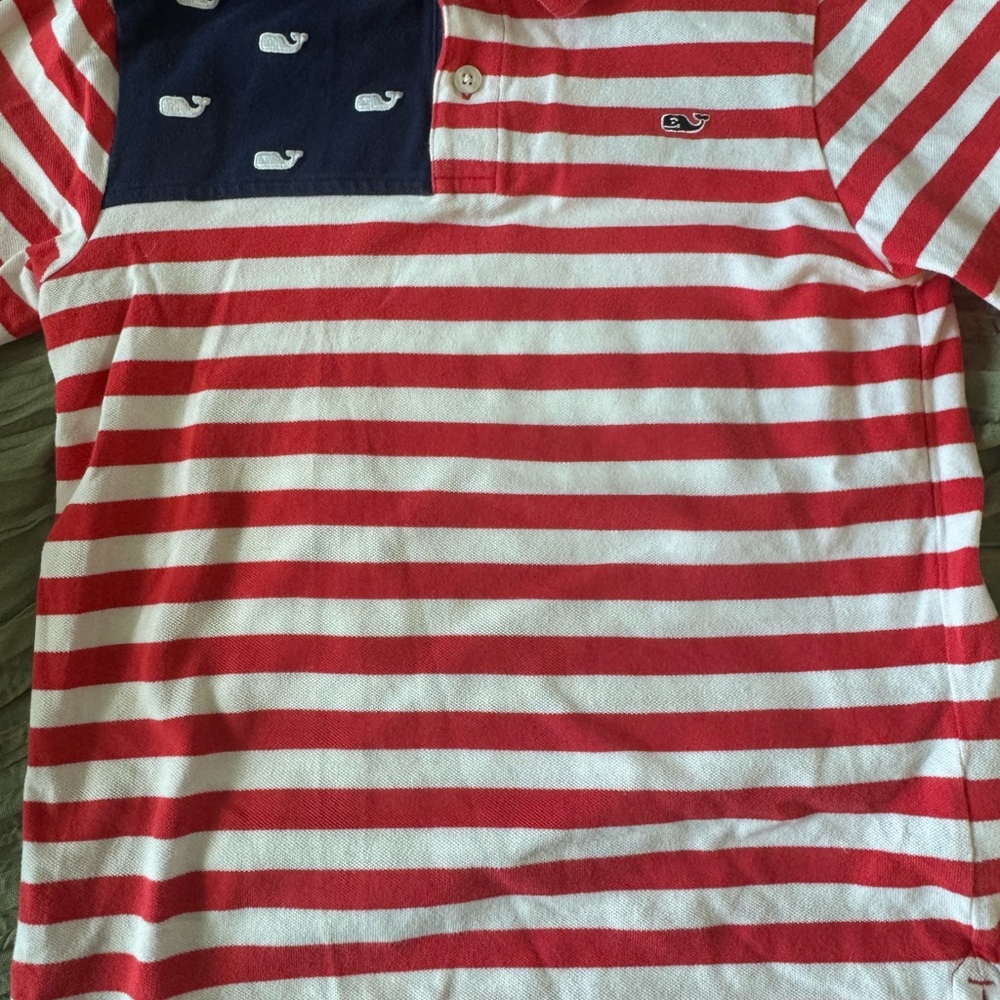 Vineyard Vines Red and White Striped Kids Polo